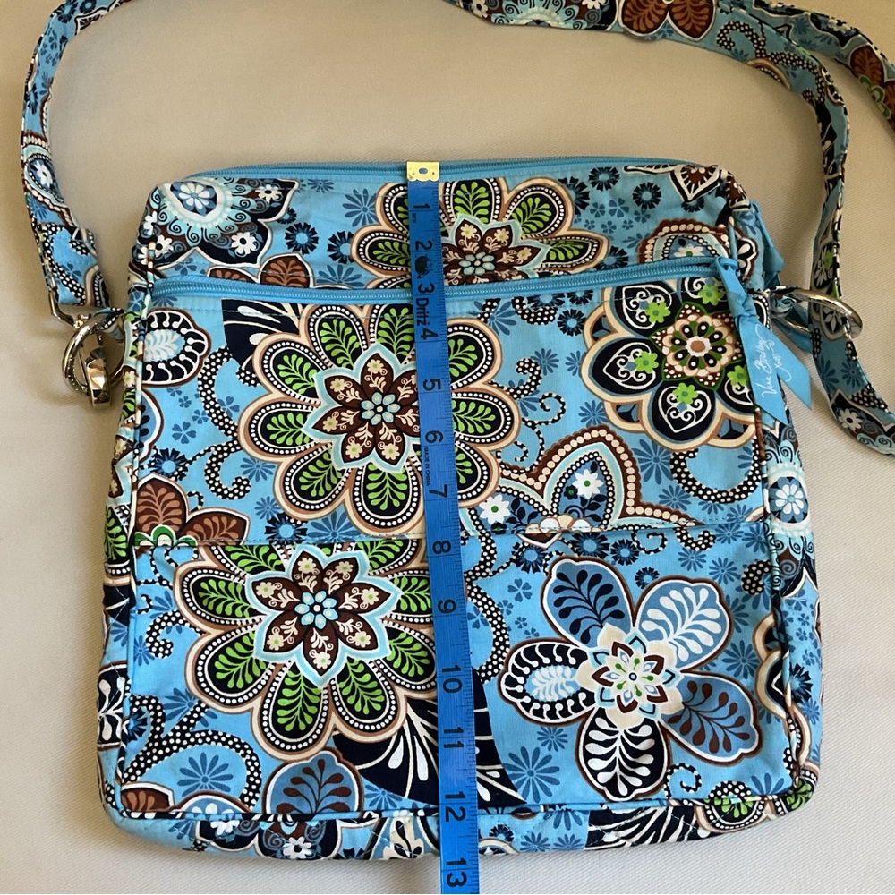 Vera Bradley Mailbag Bali Blue with Small Hand Crafted Cosmetic/Pencil Pouch** - Picture 10 of 16